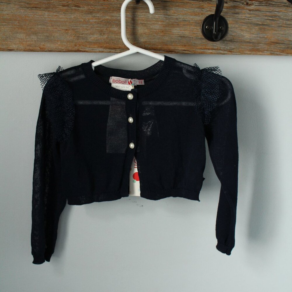 Boboli Size 18M Navy Sweater Cardigan Semi-Sheer Delicate
